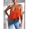 imageSweatyRocks Womens Fringe Sleeveless Boho Tassel Tank Top Slim Fit Cami Summer TopsOrange