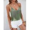 imageSweatyRocks Womens Fringe Sleeveless Boho Tassel Tank Top Slim Fit Cami Summer TopsPale Green