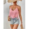 imageSweatyRocks Womens Fringe Sleeveless Boho Tassel Tank Top Slim Fit Cami Summer TopsPink