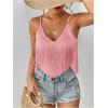 imageSweatyRocks Womens Fringe Sleeveless Boho Tassel Tank Top Slim Fit Cami Summer TopsPink