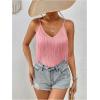 imageSweatyRocks Womens Fringe Sleeveless Boho Tassel Tank Top Slim Fit Cami Summer TopsPink