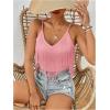 imageSweatyRocks Womens Fringe Sleeveless Boho Tassel Tank Top Slim Fit Cami Summer TopsPink