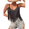 imageSweatyRocks Womens Fringe Sleeveless Boho Tassel Tank Top Slim Fit Cami Summer TopsPure Black