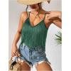 imageSweatyRocks Womens Fringe Sleeveless Boho Tassel Tank Top Slim Fit Cami Summer TopsPure Green