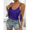 imageSweatyRocks Womens Fringe Sleeveless Boho Tassel Tank Top Slim Fit Cami Summer TopsPurple