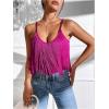 imageSweatyRocks Womens Fringe Sleeveless Boho Tassel Tank Top Slim Fit Cami Summer TopsRed Violet