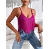 imageSweatyRocks Womens Fringe Sleeveless Boho Tassel Tank Top Slim Fit Cami Summer TopsRed Violet