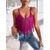 imageSweatyRocks Womens Fringe Sleeveless Boho Tassel Tank Top Slim Fit Cami Summer TopsRed Violet