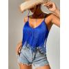 imageSweatyRocks Womens Fringe Sleeveless Boho Tassel Tank Top Slim Fit Cami Summer TopsRoyal Blue