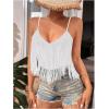 imageSweatyRocks Womens Fringe Sleeveless Boho Tassel Tank Top Slim Fit Cami Summer TopsWhite