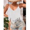 imageSweatyRocks Womens Fringe Sleeveless Boho Tassel Tank Top Slim Fit Cami Summer TopsWhite
