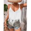 imageSweatyRocks Womens Fringe Sleeveless Boho Tassel Tank Top Slim Fit Cami Summer TopsWhite