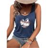 imageSweatyRocks Womens Heart Print Scoop Neck Tank Top Sleeveless Racerback Vest TopsBlue