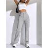 imageSweatyRocks Womens High Waist Plaid Dressy Casual Work Pants Straight Leg Stretchy TrousersWhite