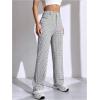 imageSweatyRocks Womens High Waist Plaid Dressy Casual Work Pants Straight Leg Stretchy TrousersWhite