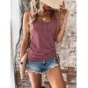 imageSweatyRocks Womens Scoop Neck Half Button Tank Top Casual Sleeveless Drawstring Tie Side TopsMauve Purple