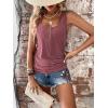 imageSweatyRocks Womens Scoop Neck Half Button Tank Top Casual Sleeveless Drawstring Tie Side TopsMauve Purple