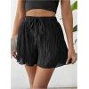 imageSweatyRocks Womens Sheer Ruffle Pleated Wide Leg Cover Up Short Elastic Waist Beachwear ShortsBlack