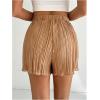 imageSweatyRocks Womens Sheer Ruffle Pleated Wide Leg Cover Up Short Elastic Waist Beachwear ShortsKhaki