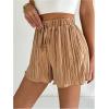 imageSweatyRocks Womens Sheer Ruffle Pleated Wide Leg Cover Up Short Elastic Waist Beachwear ShortsKhaki