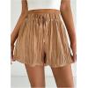 imageSweatyRocks Womens Sheer Ruffle Pleated Wide Leg Cover Up Short Elastic Waist Beachwear ShortsKhaki