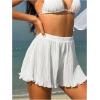 imageSweatyRocks Womens Sheer Ruffle Pleated Wide Leg Cover Up Short Elastic Waist Beachwear ShortsWhite