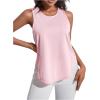 imageSweatyRocks Womens Sleeveless Round Neck Sports Racerback Tank Top Solid Asymmetrical Hem Yoga TopsPink