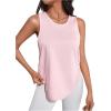 imageSweatyRocks Womens Sleeveless Round Neck Sports Racerback Tank Top Solid Asymmetrical Hem Yoga TopsPink