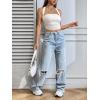 imageSweatyRocks Womens Sleeveless Tie Backless Halter Crop Top Slim Fit Ruched Solid Summer Tank TopsWhite