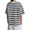 imageSweatyRocks Womens Striped Shirt Half Sleeve Round Neck Loose Casual Basic Tee TopsBlack and White