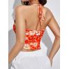 imageSweatyRocks Womens Summer Floral Print Sleeveless Halter Crop Top Slim Fit Tank Cami TopsOrange