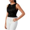 imageSweatyRocks Womens Tie Backless Round Neck Satin Blouses Shirts Ruched Sleeveless Tank TopBlack