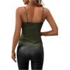 imageSweatyRocks Womens Twist Wrap V Neck Spaghetti Strap Ruched Camisole Tank TopArmy Green