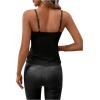 imageSweatyRocks Womens Twist Wrap V Neck Spaghetti Strap Ruched Camisole Tank TopBlack