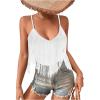 imageSweatyRocks Womens Fringe Sleeveless Boho Tassel Tank Top Slim Fit Cami Summer TopsWhite