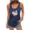 imageSweatyRocks Womens Heart Print Scoop Neck Tank Top Sleeveless Racerback Vest TopsBlue