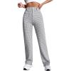 imageSweatyRocks Womens High Waist Plaid Dressy Casual Work Pants Straight Leg Stretchy TrousersWhite