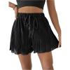 imageSweatyRocks Womens Sheer Ruffle Pleated Wide Leg Cover Up Short Elastic Waist Beachwear ShortsBlack