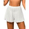 imageSweatyRocks Womens Sheer Ruffle Pleated Wide Leg Cover Up Short Elastic Waist Beachwear ShortsWhite