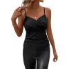 imageSweatyRocks Womens Twist Wrap V Neck Spaghetti Strap Ruched Camisole Tank TopBlack