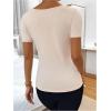 imageSweatyRocks Womens Asymmetrical Neck Ruched Tee Solid Short Sleeve T ShirtsApricot