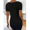 imageSweatyRocks Womens Asymmetrical Neck Ruched Tee Solid Short Sleeve T ShirtsBlack