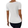 imageSweatyRocks Womens Asymmetrical Neck Ruched Tee Solid Short Sleeve T ShirtsWhite