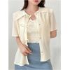 imageSweatyRocks Womens Bow Front Button Down T Shirts Short Sleeve Collar Neck Summer Tee TopsWhite