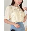imageSweatyRocks Womens Bow Front Button Down T Shirts Short Sleeve Collar Neck Summer Tee TopsWhite