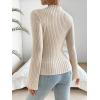 imageSweatyRocks Womens Casual Long Sleeve Mock Neck Tee Top Flare Sleeve Lettuce Trim Ribbed Knit T ShirtApricot