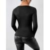 imageSweatyRocks Womens Contrast Sheer Mesh Slim Fit Tee Top Long Sleeve Round Neck T ShirtBlack