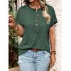 imageSweatyRocks Womens Half Button Front Blouses Tops Casual Comfy Basic Short Sleeve Tee ShirtsDark Green