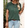imageSweatyRocks Womens Half Button Front Blouses Tops Casual Comfy Basic Short Sleeve Tee ShirtsDark Green