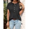 imageSweatyRocks Womens Half Button Front Blouses Tops Casual Comfy Basic Short Sleeve Tee ShirtsDark Grey